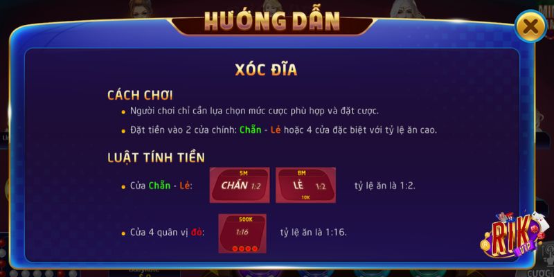 Luật chơi xóc đĩa online